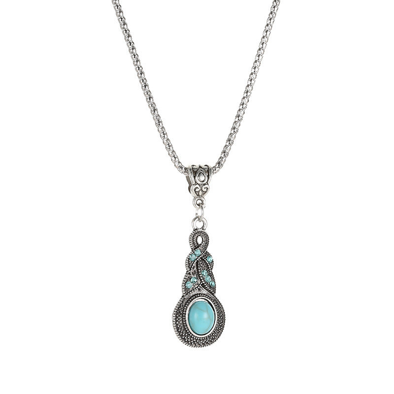 WholesaleNew Vintage Blue Rhinestone Inlaid Turquoise Bohemian Set